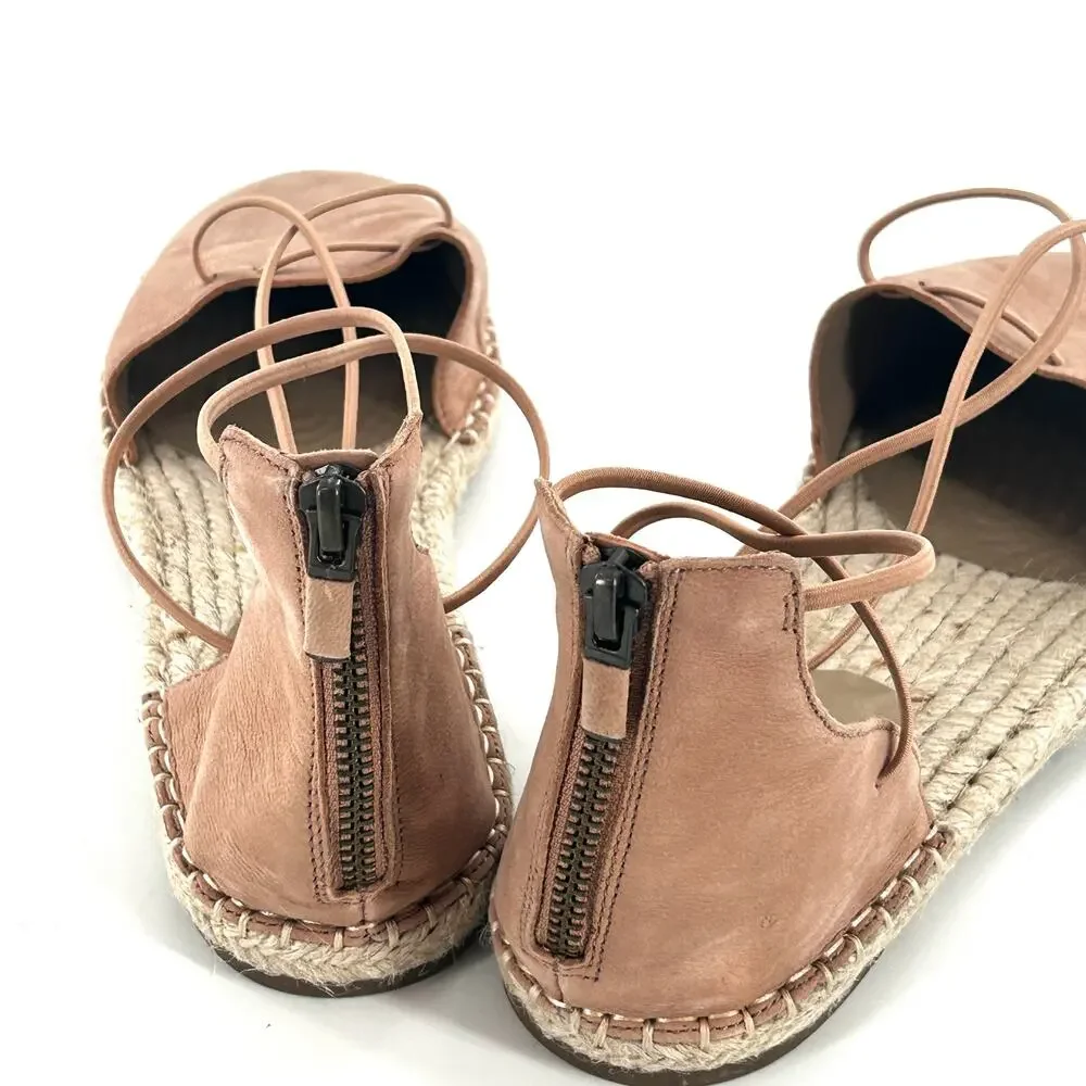 Eileen Fisher D’Orsay Lee Espadrille Flat Sandals 6.5 NWOT Tan Latte Leather